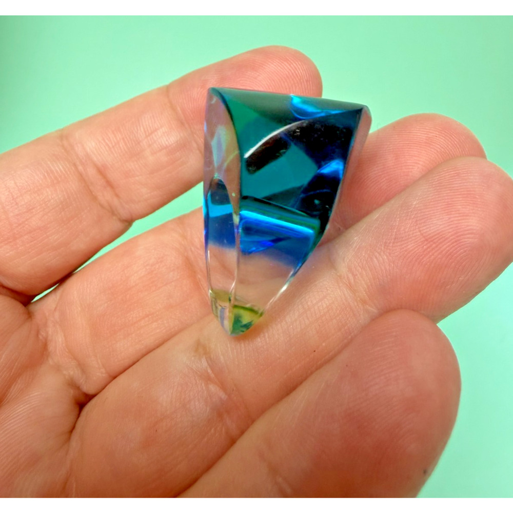 Mod Lucite Dome Ring Vintage 60s Green Yellow Blue Square Pop Art MCM Size 5.5 - Picture 3 of 10